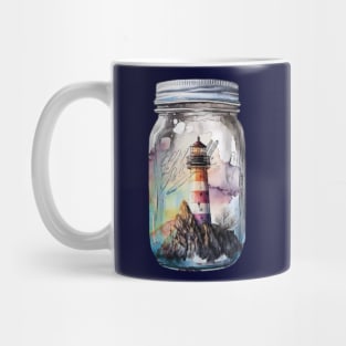 Lighthouse on Rock Jar Mug